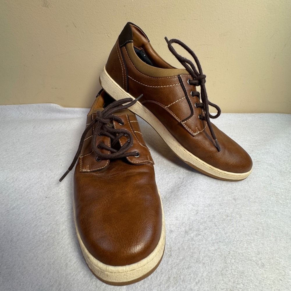 Hawker Rye‎ Mens Brown Faux Leather Casual Sneakers Shoes Size 10.5 Lace Up